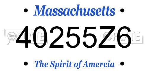40255Z6 Massachusetts License Plate