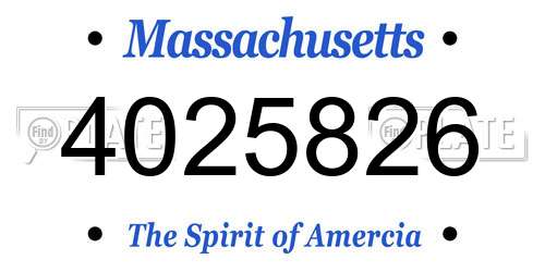 4025826 Massachusetts License Plate