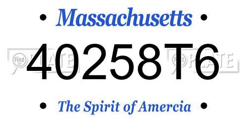 40258T6 Massachusetts License Plate
