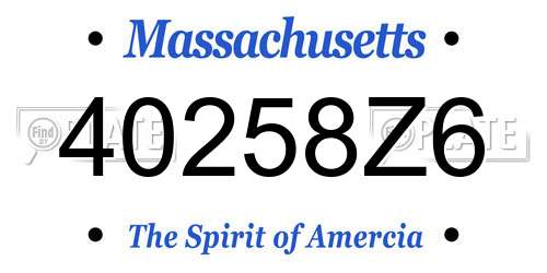 40258Z6 Massachusetts License Plate