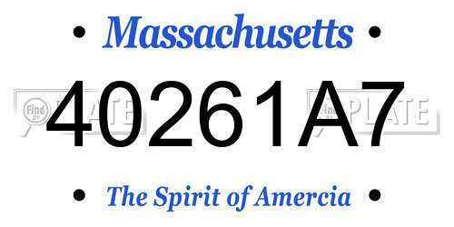 40261A7 Massachusetts License Plate
