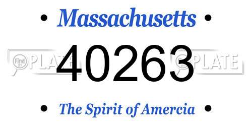 40263 Massachusetts License Plate