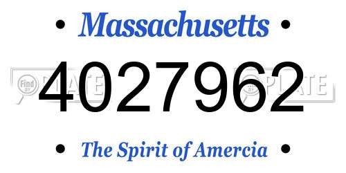 4027962 Massachusetts License Plate