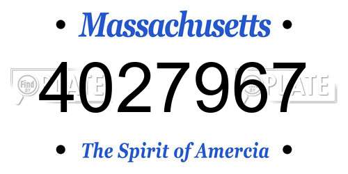 4027967 Massachusetts License Plate