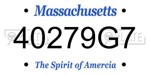 40279G7 Massachusetts License Plate