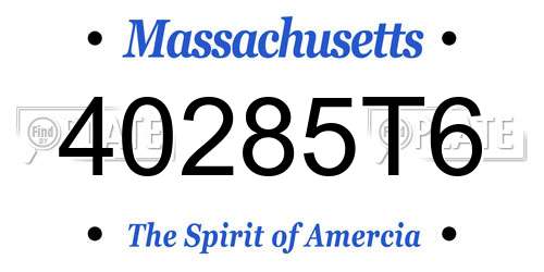 40285T6 Massachusetts License Plate
