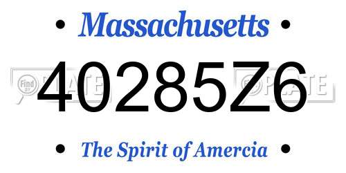 40285Z6 Massachusetts License Plate