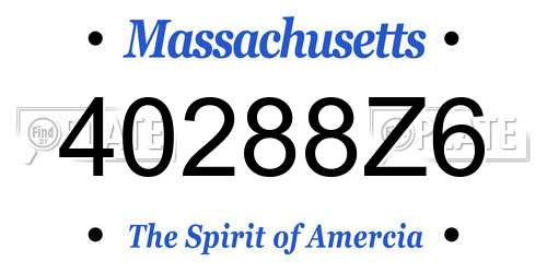 40288Z6 Massachusetts License Plate