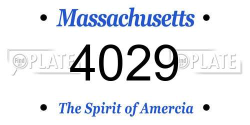 4029 Massachusetts License Plate