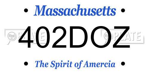 402DOZ Massachusetts License Plate
