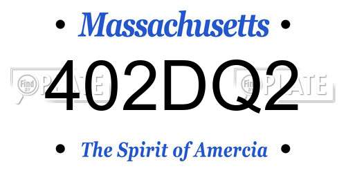 402DQ2 Massachusetts License Plate