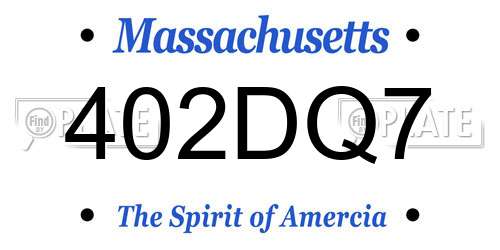 402DQ7 Massachusetts License Plate