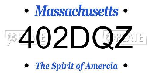402DQZ Massachusetts License Plate