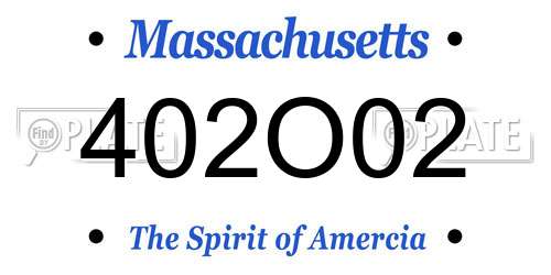 402O02 Massachusetts License Plate