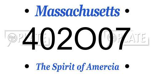 402O07 Massachusetts License Plate