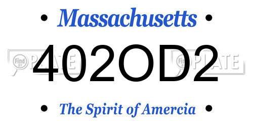 402OD2 Massachusetts License Plate