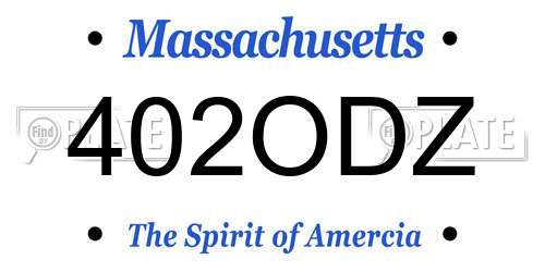 402ODZ Massachusetts License Plate