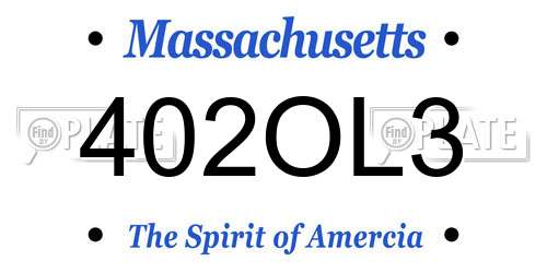 402OL3 Massachusetts License Plate