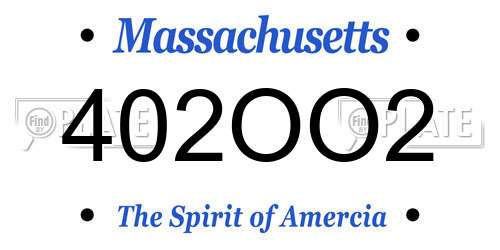 402OO2 Massachusetts License Plate