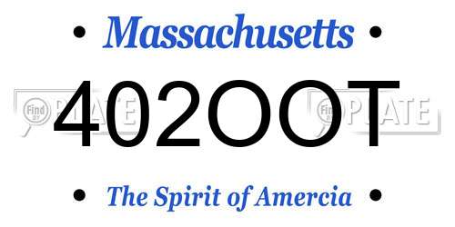 402OOT Massachusetts License Plate