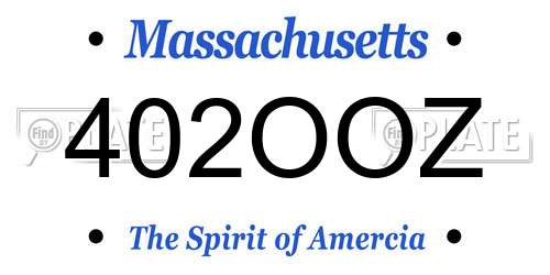 402OOZ Massachusetts License Plate