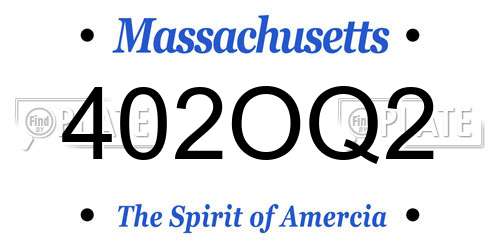 402OQ2 Massachusetts License Plate