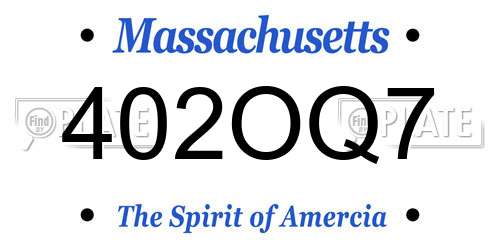 402OQ7 Massachusetts License Plate