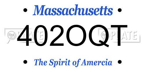 402OQT Massachusetts License Plate