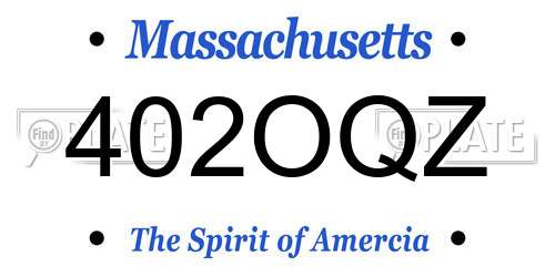 402OQZ Massachusetts License Plate