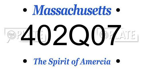 402Q07 Massachusetts License Plate