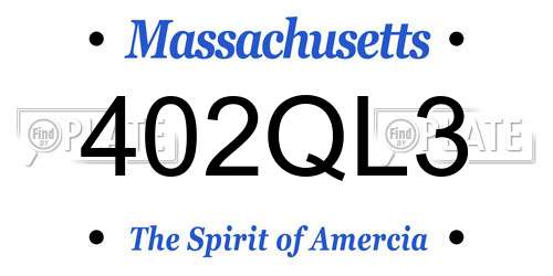402QL3 Massachusetts License Plate