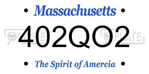 402QO2 Massachusetts License Plate