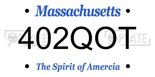 402QOT Massachusetts License Plate