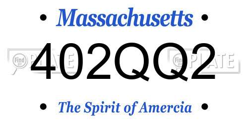 402QQ2 Massachusetts License Plate