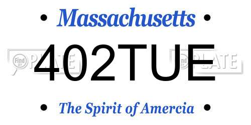 402TUE Massachusetts License Plate
