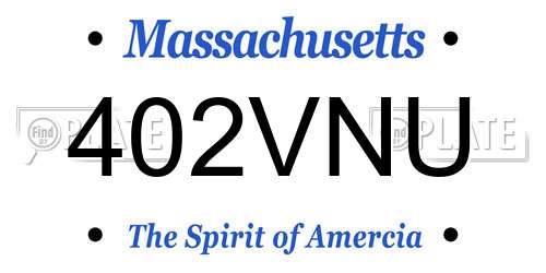 402VNU Massachusetts License Plate