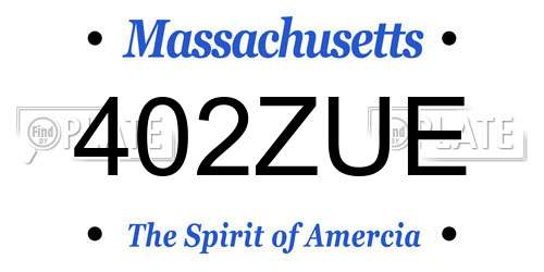402ZUE Massachusetts License Plate