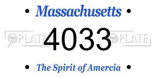 4033 Massachusetts License Plate