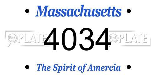 4034 Massachusetts License Plate