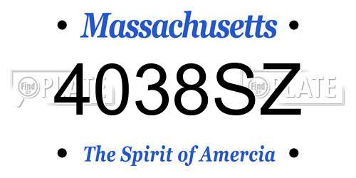 4038SZ Massachusetts License Plate