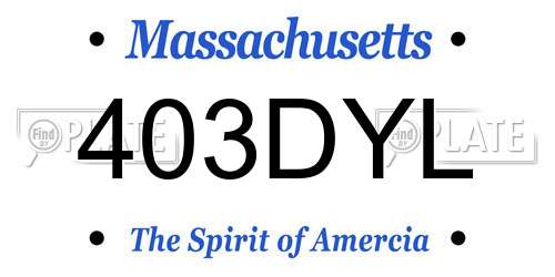 403DYL Massachusetts License Plate