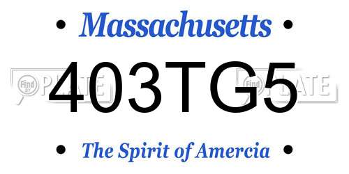 403TG5 Massachusetts License Plate