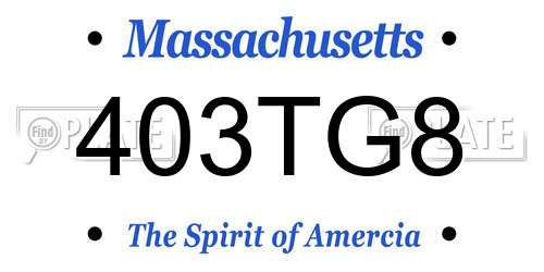 403TG8 Massachusetts License Plate