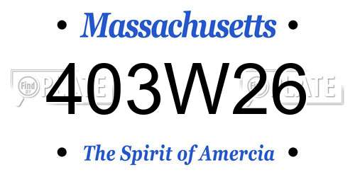 403W26 Massachusetts License Plate
