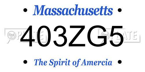 403ZG5 Massachusetts License Plate