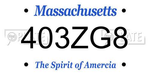 403ZG8 Massachusetts License Plate