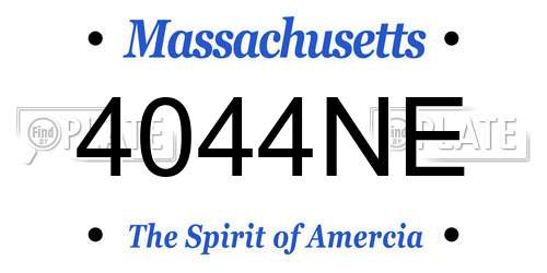 4044NE Massachusetts License Plate
