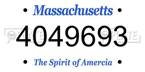 4049693 Massachusetts License Plate