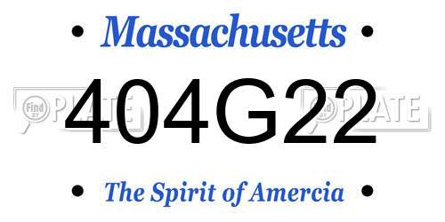 404G22 Massachusetts License Plate