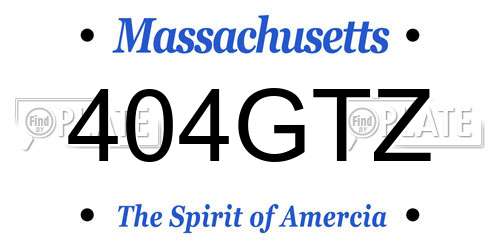 404GTZ Massachusetts License Plate